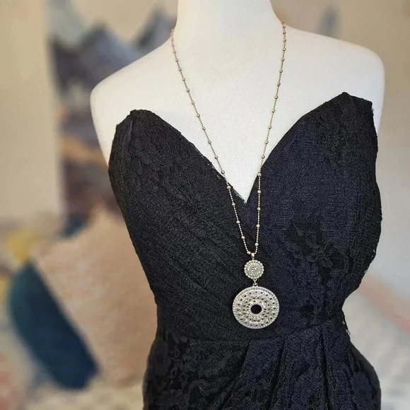 NWT Sau Lee Jerri Strapless Black Lace Midi Dress Sz 6 Revolve Cocktail Formal - Picture 5 of 16